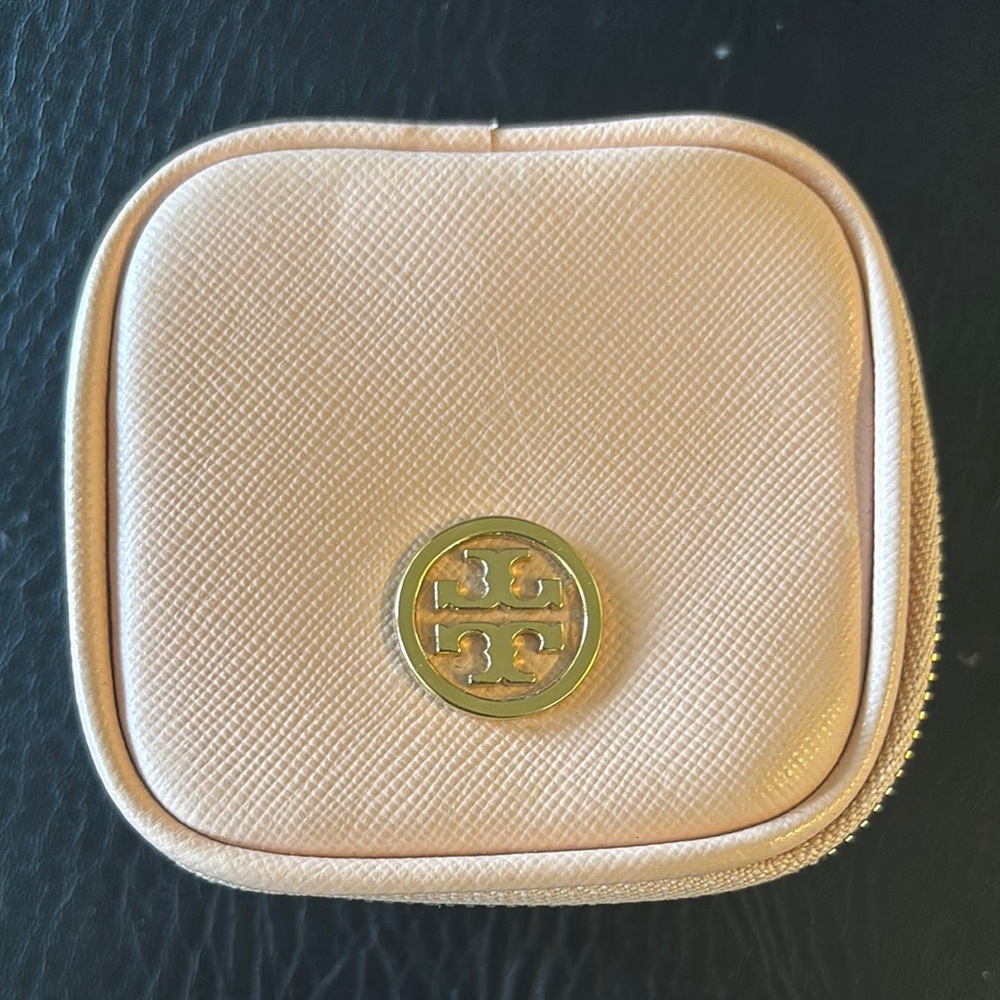 Tory Burch Blush Jewelry Case with Gold Logo